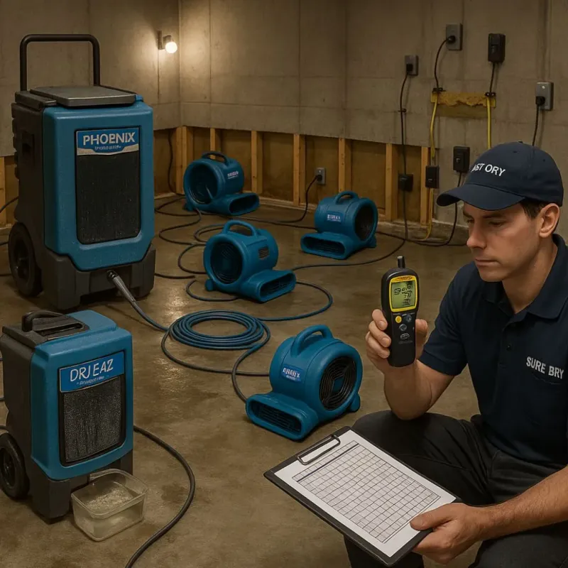 Structural Drying and Dehumidification process in East Milton, FL